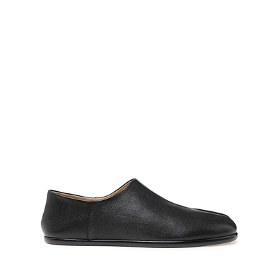 Maison Margiela 10mm Tabi Slip-on Leather Loafers In Black