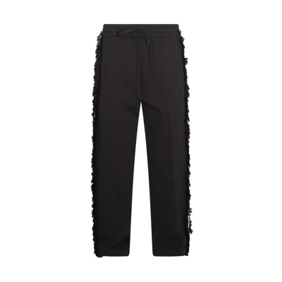 Ritos Black Cotton Pants In <p>black Cotton Pants From  Featuring Elasticated Waistband, Side Pockets And Tone-on-tone Frin