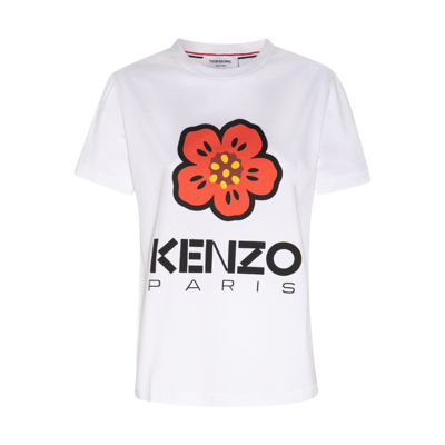 KENZO WHITE COTTON BOKE FLOWER T-SHIRT
