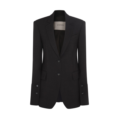 Sportmax Deep Brown Virgin Wool Afro Blazer In Testa Di Moro