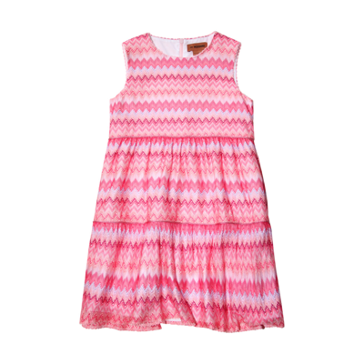 Missoni Kids' Pink Viscose Zig Zag Dress
