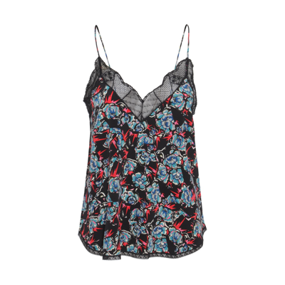 Zadig & Voltaire Christy Floral-print Silk Camisole In Black