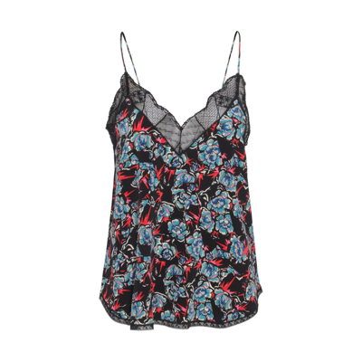 Zadig & Voltaire Christy Floral-print Silk Camisole In Noir