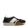 TOM FORD BLUE LEATHER BLEND SNEAKERS