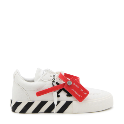 OFF-WHITE WHITE CANVAS VULCANIZED SNEAKERS