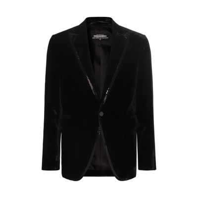 Dsquared2 Sequined-trim Velvet Blazer In Black