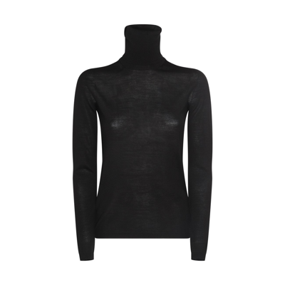 Max Mara Black Virgin Wool Palos Sweater In Nero