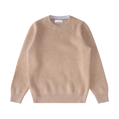 Brunello Cucinelli Kids' Camel Cashmere Sweater