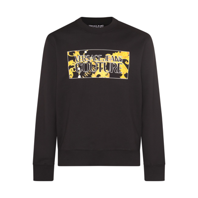 Versace Jeans Couture Logo-print Cotton Sweatshirt In Black