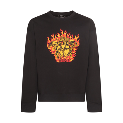 Versace Black Multicolour Cotton Medusa Flame Sweatshirt
