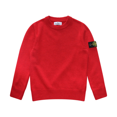 Stone Island Compass Logo Pullover In Red