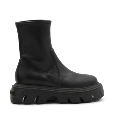 Casadei Black Leather Combat Boots