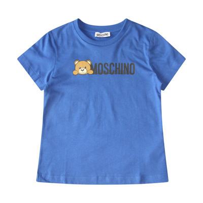 Moschino Babies' Blue Cotton T-shirt In Surf Blue