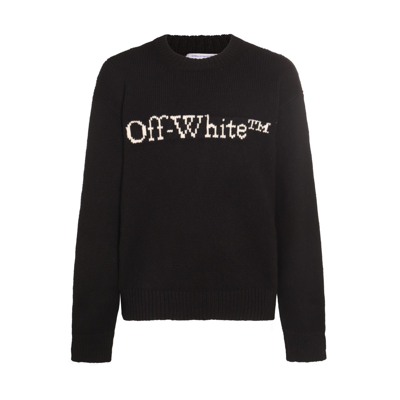 Off-white Big Bookish Chunky Knit Cre Black White In Black,white