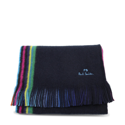 Ps By Paul Smith Scarf Reversbl Strp Scarf In Navy