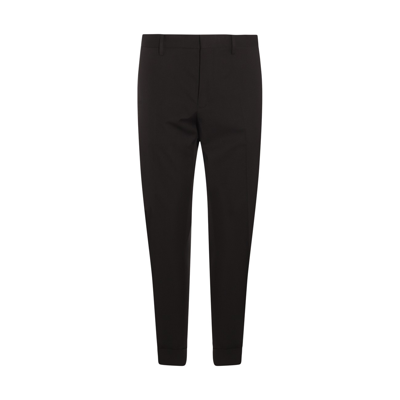 Dries Van Noten Black Cotton And Wool Blend Pants