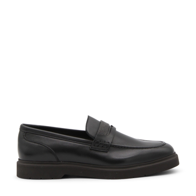 Brunello Cucinelli Black Leather Loafers