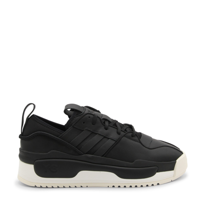 Y-3 Black And White Leather Rivalry Sneakers In Black/black/off White