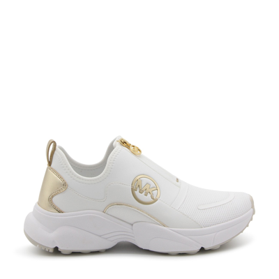 Michael Michael Kors White And Gold Sami Zip Sneakers Wh In Optic White