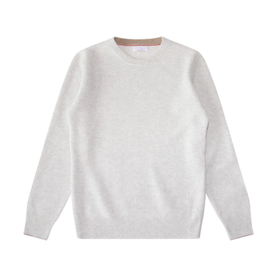 Brunello Cucinelli Kids' Light Grey Cashmere Sweater In Nebbia