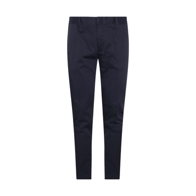 Emporio Armani Black Cotton Blend Pants In Blu Navy