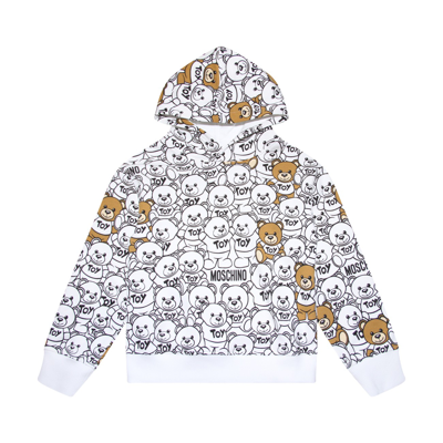 Moschino Kids' White And Multicolour Cotton Teddy Bear Print Sweatshirt In White/multi