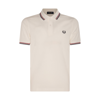 Fred Perry Short Sleeve Twin Tipped Polo Shirt Light Ecru Silver Cinnamon In Snow White