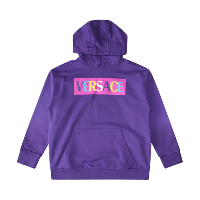 Versace Purple Cotton Sweatshirt In Purple/multicolor