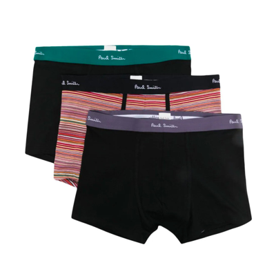 Paul Smith Black And Multicolour Stripe Cotton Three Briefs Pack