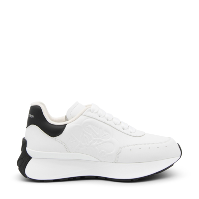 Alexander Mcqueen Sprint Runner Leather Sneakers In White/black