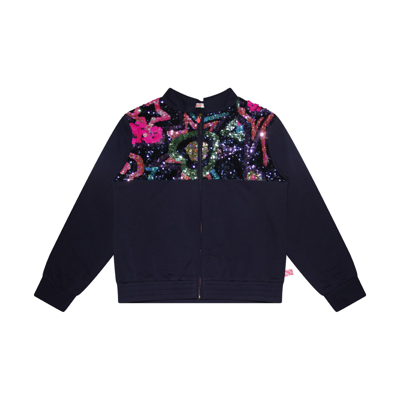 Billieblush Kids' Dark Blue Cotton Sweatshirt In Marino