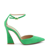 GIANVITO ROSSI GREEN SUEDE HOLLY PUMPS