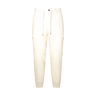 Pt Torino Cream Wool Blend Cargo Pants In White