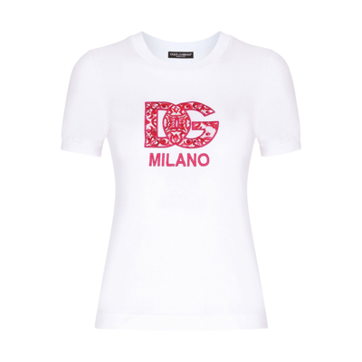 Dolce & Gabbana White And Red Cotton T-shirt