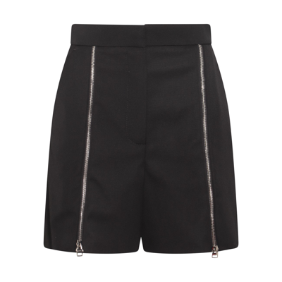 ALEXANDER MCQUEEN BLACK WOOL ZIPPED SHORTS