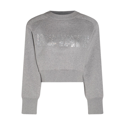 Rotate Birger Christensen Crop Logo Sweatshirt Woman Purple In Cotton In Grey