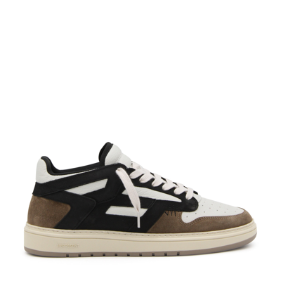 Represent Reptor Low Sneakers In Brown Suede And Leather In Mushroom,black,white