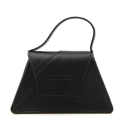 Mm6 Maison Margiela Black Leather Numeric Mini Tote Bag