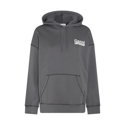 Ganni Oversized Isoli Loveclub Hoodie In Gray