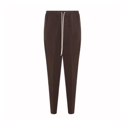 Rick Owens Drawstring Slim Long Trouser Trousers In Brown