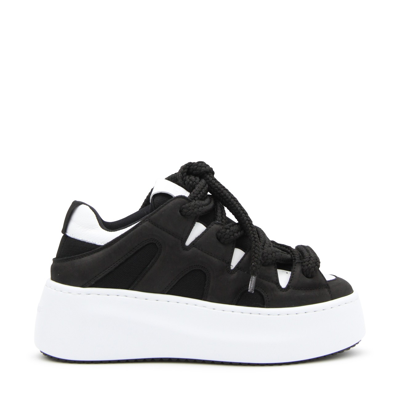 Vic Matie Black Canvas And White Leather Sneakers