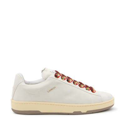 LANVIN WHITE LEATHER CURB SNEAKERS