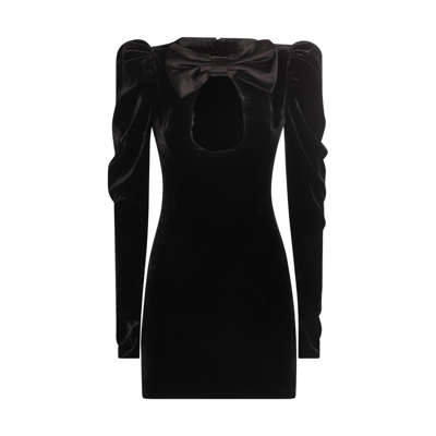 Alessandra Rich Cutout Bow-detailed Velvet Mini Dress In Black