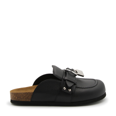 Jw Anderson Black Leather Gourmet Chain Flats