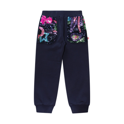 Billieblush Kids' Sequin-embellished Cotton Track Pants In Marino