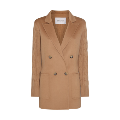 Max Mara Double-breasted Jacket In Wool And Cashmere In Cammello