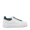HOGAN WHITE AND GREEN LEATHER H-STRIPES trainers