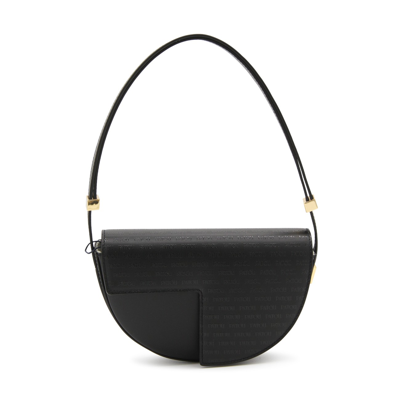 Patou Black Glossy Leather Le Petit Crossbody Bag
