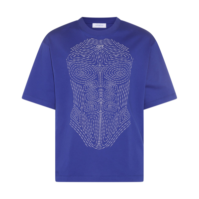 Off-white Electric Blue Cotton Body Stitch Skate T-shirt