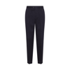 Brunello Cucinelli Black Cotton And Cashmere Blend Pants In Navy Blue